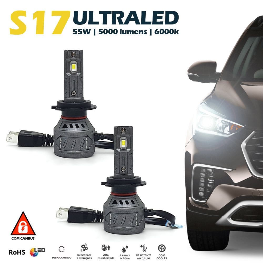 Par Lâmpadas H7 Farol Baixo Fiat Palio G4 Ultra Led 10000 Lumens Canbus Canceller Não Acusa 2008 2009 2010 2011 2012