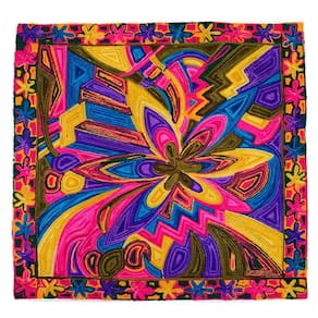 Capa De Almofada Indiana Bordada 100% Algodão 45X45Cm