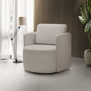 Poltrona para Sala de Estar Dakota Decorativa Bege Pés Giratório Bege