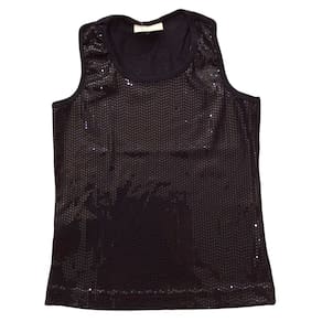 Blusa regata brilho infantil fem Vrasalon preto paetê
