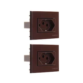 02 Tomada Moveis Margirius 2P+T Marrom 10A 250V Nbr 14136