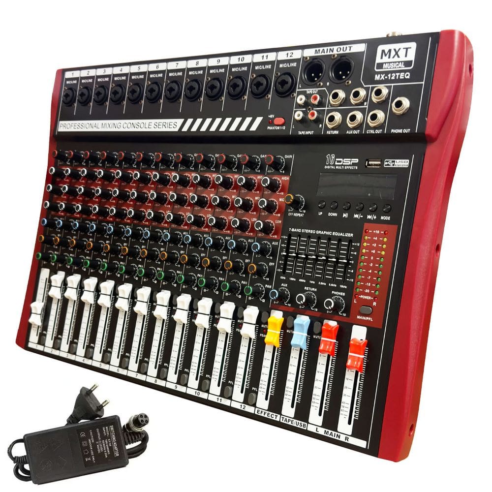 Mesa De Som Mxt 12 Canais Profissional C/ Equalizador Mx-12T