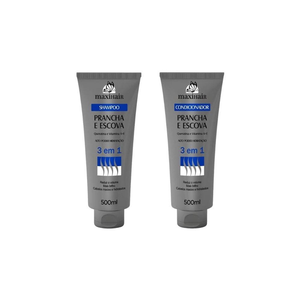 Kit Prancha E Escova 3 Em 1 Maxihair Shampoo+Cond 500Ml
