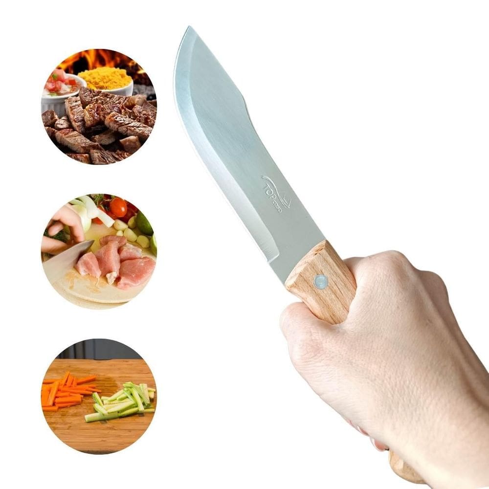 Faca 6 Árabe Cabo Madeira Cozinha Corte Carne Churrasco 27Cm