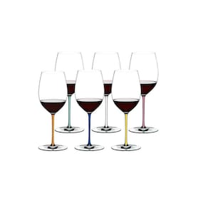 Conjunto 6 Taças De Vinho Fatto A Mano Haste Colorida Riedel