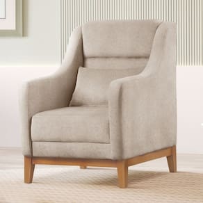 Poltrona Encosto Alto Linho Áquila 101x71cm Bege