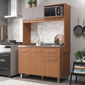 Cozinha Compacta 5 Portas com Suporte para Microondas Julia Freijó/Fumê