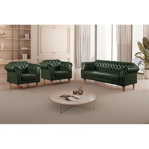 Conjunto Sofá e Poltronas Chesterfield Duque Verde