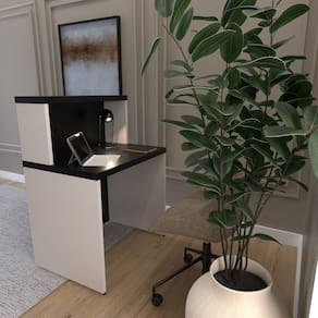 Balcão de Atendimento para Recepção - Pequeno 80cm de Largura Branco/Preto