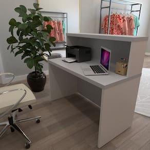 Balcão de Atendimento para Recepção - 120cm de Largura Branco/Cinza Cristal