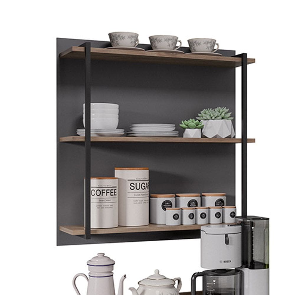 Prateleira Industrial Tripla Cozinha Suspenso Painel Emi 70,5cm M12 - D`Rossi