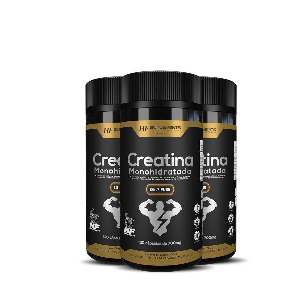 3X Creatina Monohidratada 3G Pure 120Caps Hf Suplementos
