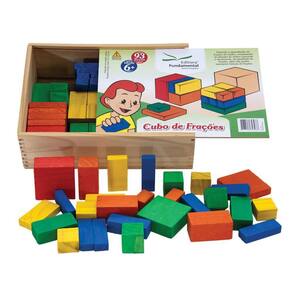 Cubo De Frações 93 Peças Em Madeira Colorida