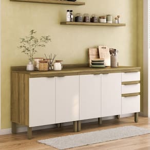 Cozinha Compacta 2 Peças com Tampo de 25mm Magnolia Mel/Branco