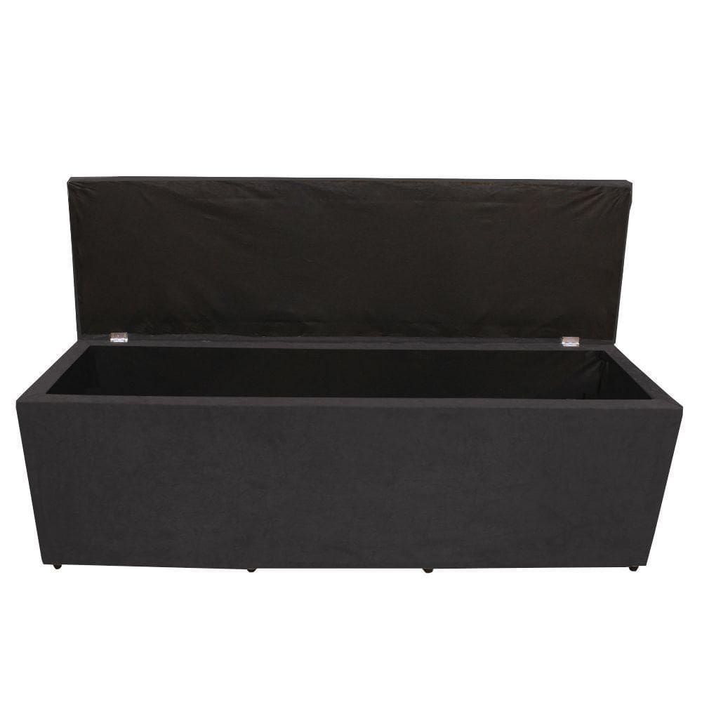 Calçadeira Baú Paris Casal 140 Cm Botão Strass Suede Grafite Eli Móveis