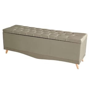 Kit De Cabeceira De Cama Box E Calçadeira Baú Helena Queen 160 Cm Retro Capitonê Suede Bege Eli Móveis