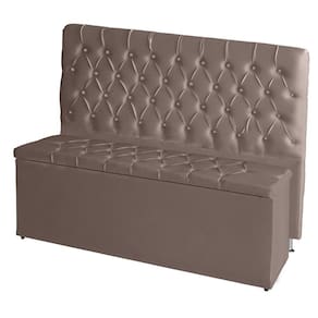 Kit Cabeceira De Cama Box E Calçadeira Baú Paris King 195 Cm Capitonê Suede Rosê Eli Móveis