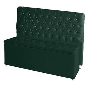 Kit Cabeceira De Cama Box E Calçadeira Baú Paris King 195 Cm Capitonê Botão Strass Suede Verde Eli Móveis