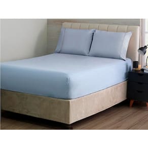 Jogo de Cama Simples Ponto Palito Queen 3 Pçs 180F Azul Sonhare