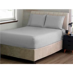 Jogo de Cama Simples Ponto Palito Queen 3 Pçs 180F Prata Sonhare