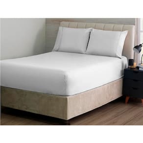 Jogo de Cama Simples Ponto Palito Queen 3 Pçs 180F Branco Sonhare