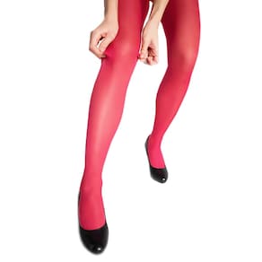 Meia Calça Colorida Vermelha Fio 20 Tendência de Moda - Tamanho Único 40 ao 44