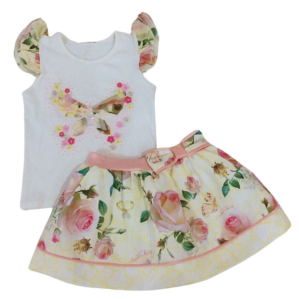 Conjunto Festa infantil fem Petit Cherie Off White