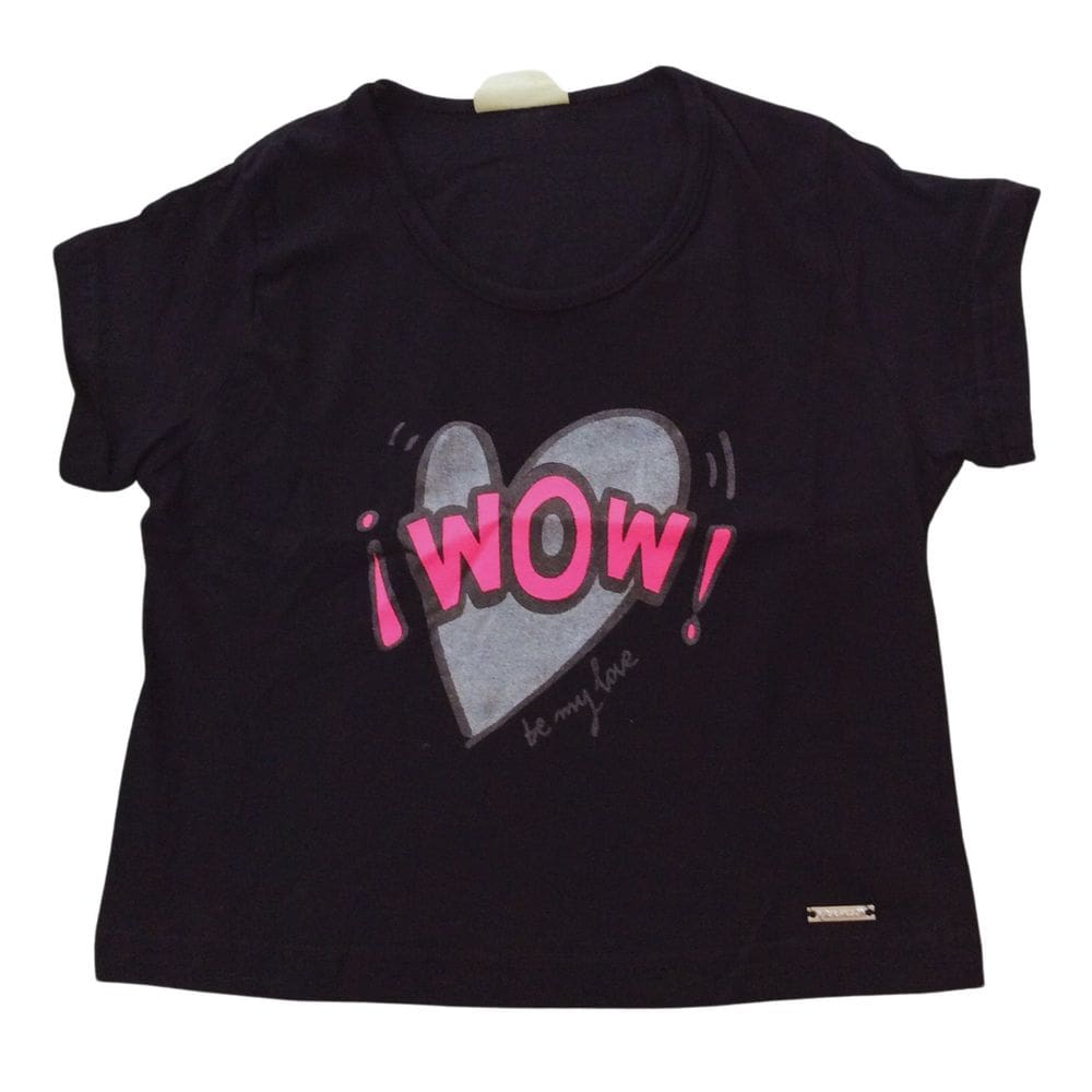 Blusa cropped infantil fem Vrasalon Preto