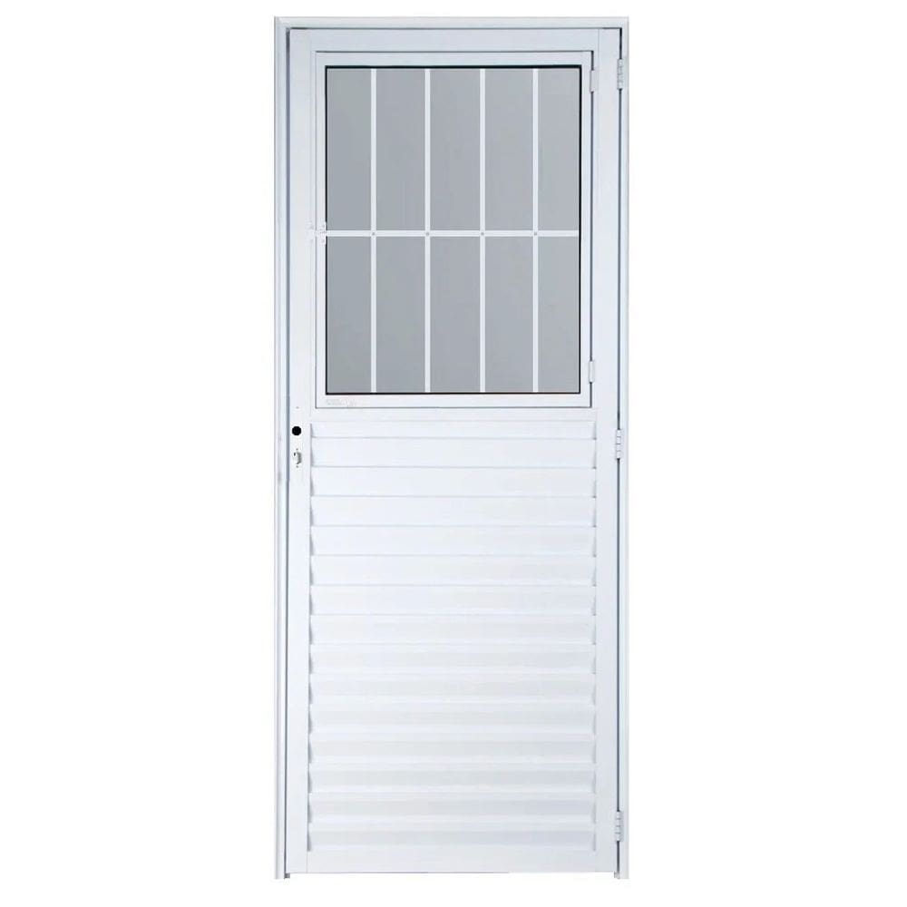 Porta social 2,10x90 lado ESQUERDO no alumínio branco