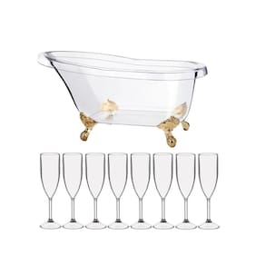 Kit Champanheira Grande Banheira Para 8 Garrafas + 8 Taças