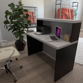 Balcão de Atendimento para Recepção - 120cm de Largura Preto/Cinza Cristal