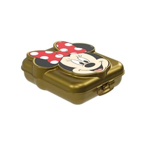 Sanduicheira Minnie Mouse 3D Dourado com Trava - Plasútil