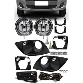 Kit Farol de Milha Neblina Novo Palio G5 2012 a 2017 Botão Painel + Kit Lâmpada Super LED 6000K