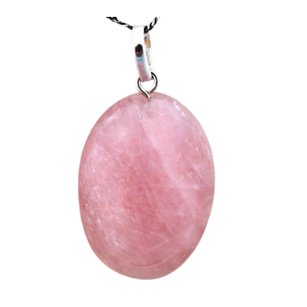 Colar Cabochão Quartzo Rosa Castoação Pino Prata 950