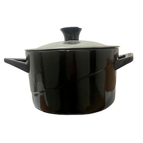 Panela De Cerâmica Refratária 2Litros Cozinha 21Cm Preto