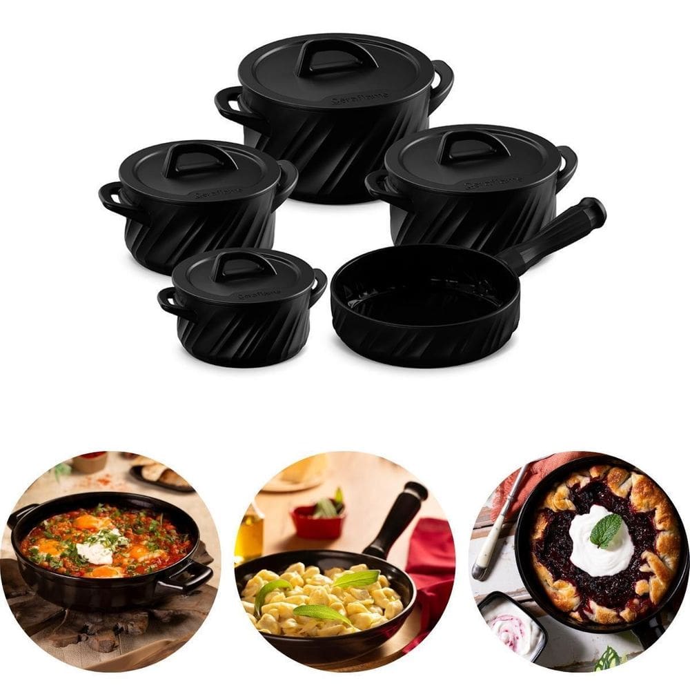 Conjunto De Panelas 100% Cerâmica Twist 5 Pç Preto Ceraflame