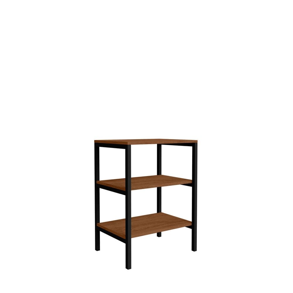 Mesa escrivaninha industrial de apoio aço/mdf-preto/canela