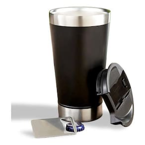 Copo Térmico De Cerveja Aço Inox 473 Ml Preto Com Tamp