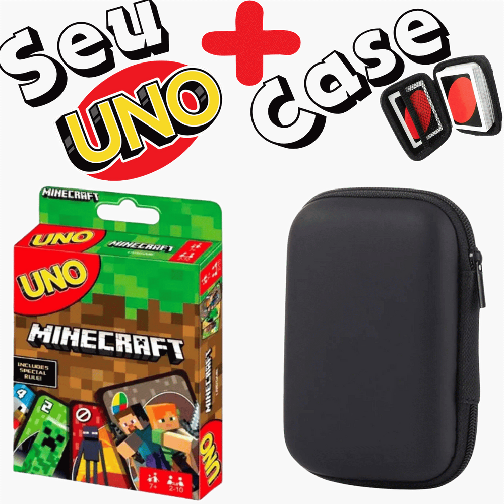 Kit Case + Jogo de Cartas UNO - Minecraft