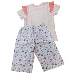 Pijama infantil fem Sonhart Salmão e branco