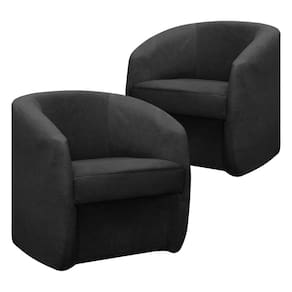 Kit 2 Poltrona Decorativa Orgânica FLY para Sala Recepção Estética Penteadeira Camarim Linho Preto SOFA STORE