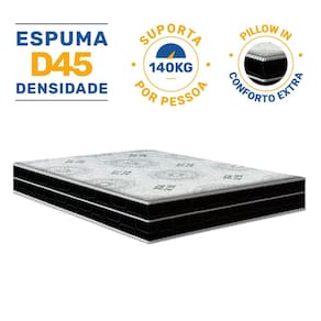 Colchão de Espuma D45 Pillow In Anjos OrtoConfort Casal 138x188x18cm