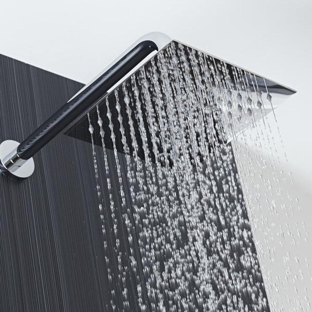 Ducha Inox Quadrada 20X20 Cm Parede Cromada Braço Redondo