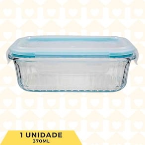 1UN Pote Canelado 370ML Retangular Vidro Hermético Lancheira