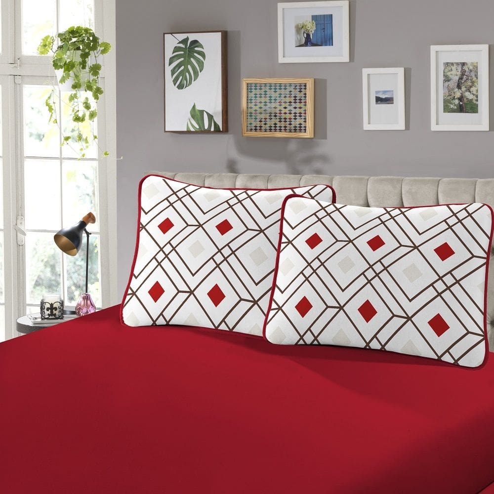 Jogo Cama Solteiro SBX Rubi Malha Santiago Vermelho