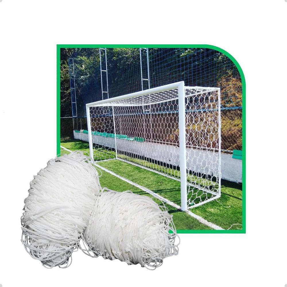 Par Rede Futebol Society 5Mts Caixote Colméia Fio 4Mm Seda