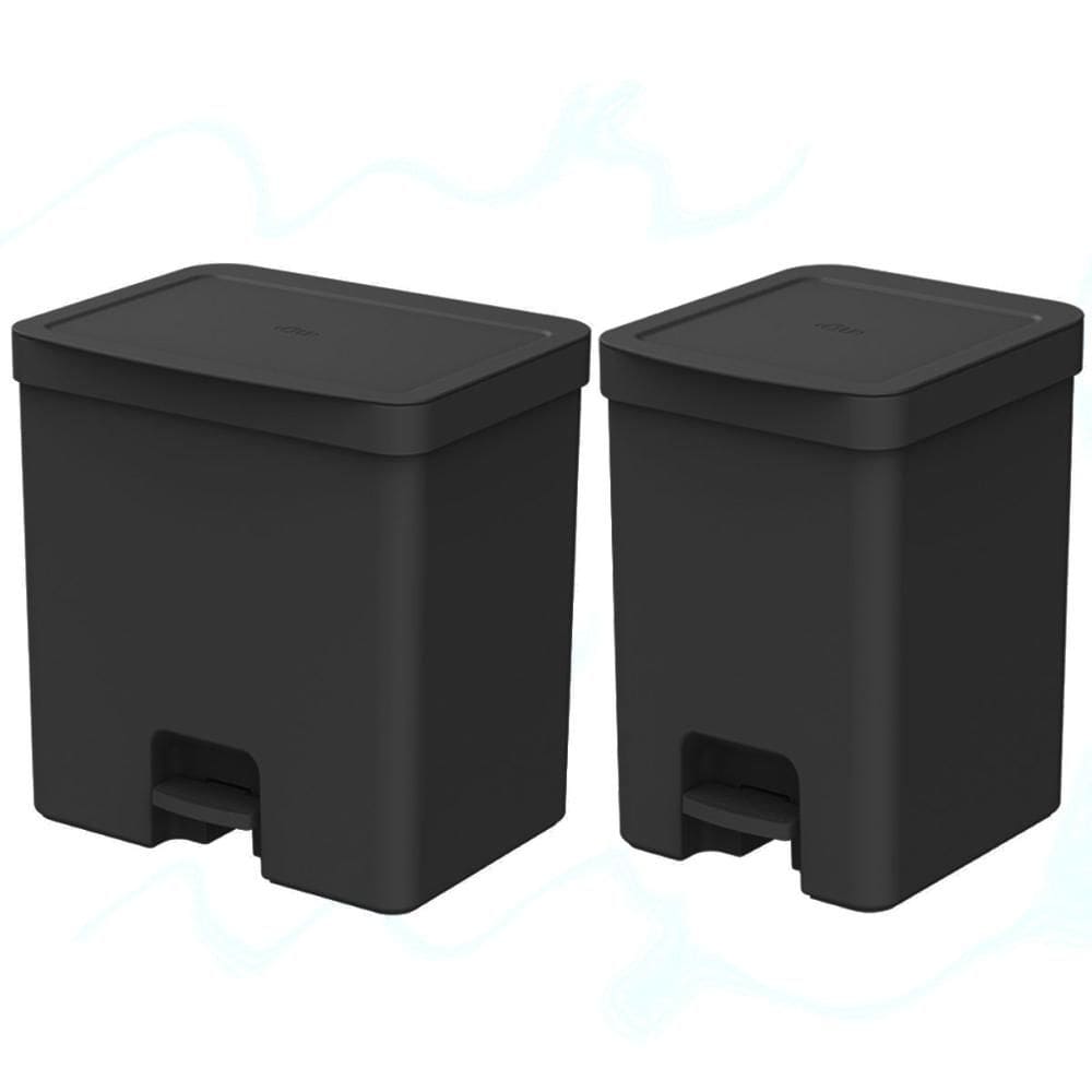 Conjunto 2 Lixeiras de Cozinha com Pedal e Aro Interno 12L e 20L OU Trium Preto