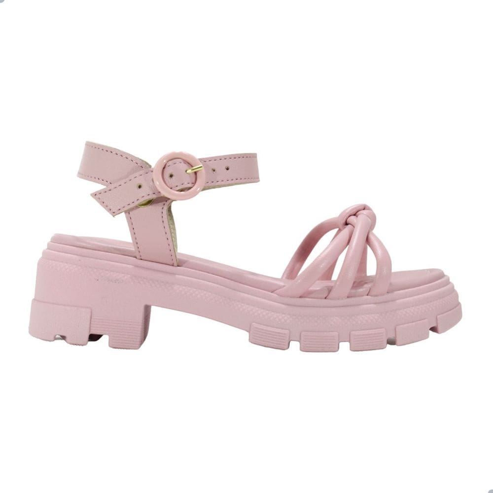 Sandália Molekinha Napa Turim Tira Trançada Rosa