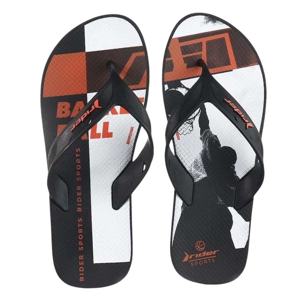 Chinelo De Dedo Rider Infantil Street Joy Preto Laranja