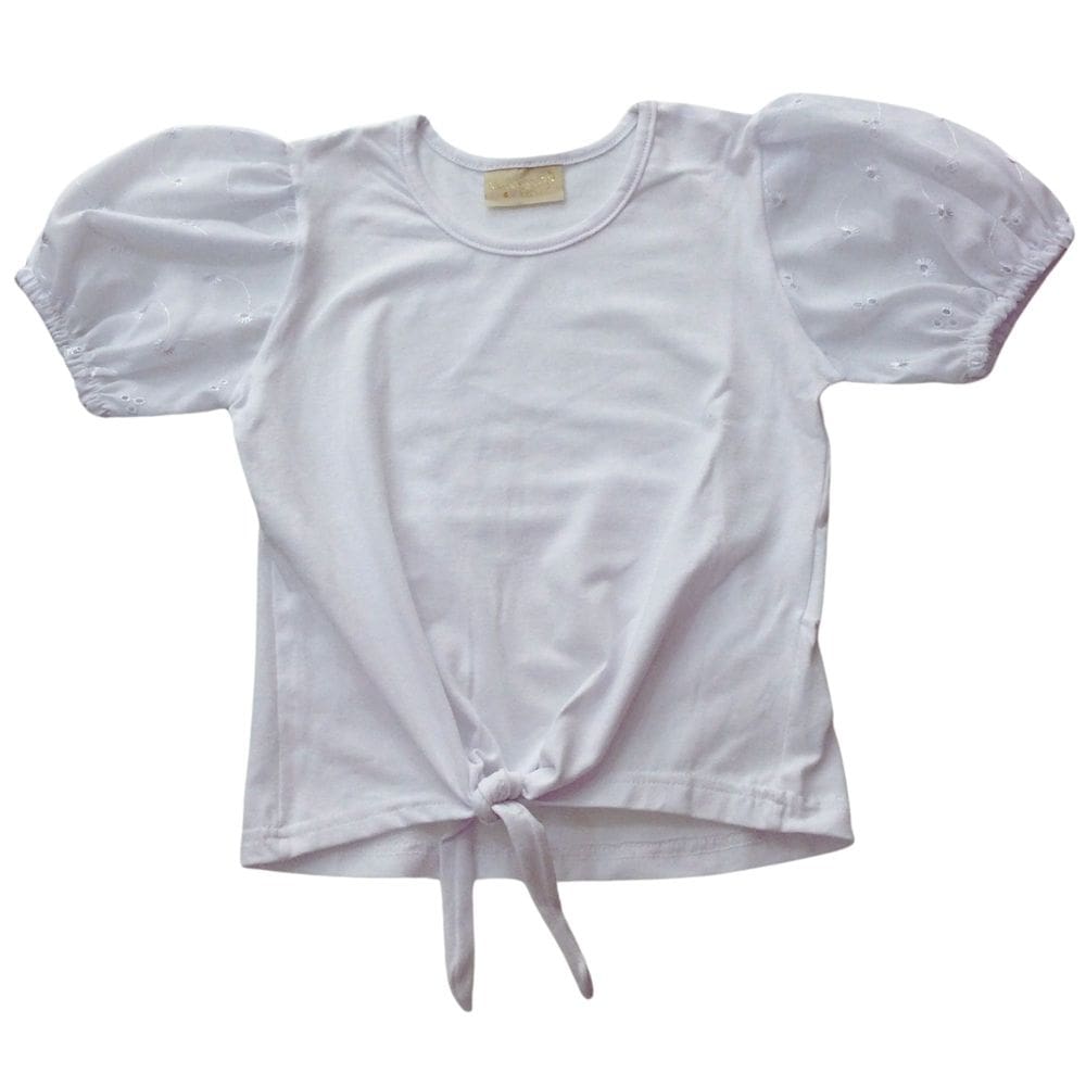 Blusa mangas bufantes infantil fem Vrasalon Branca